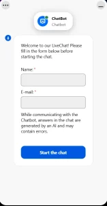 Playzini Casino live chat registratieformulier met naam- en e-mailvelden
